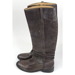 Frye Boots Womens Size 7 M Tall Brown Leather Shirley Artisan Riding Plate